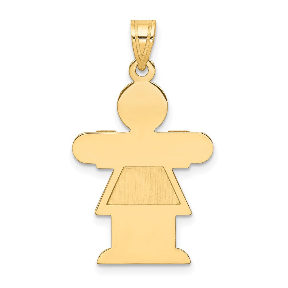 14k The Kids Solid Satin Medium Girl Engravable Hugs Charm