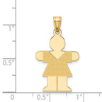 14k The Kids Solid Satin Medium Girl Engravable Hugs Charm