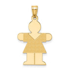 14k The Kids Solid Satin Medium Girl Engravable Hugs Charm