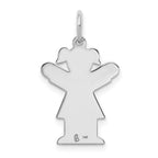 14k White Gold The Kids Small Girl with Ponytails Engravable Love Charm