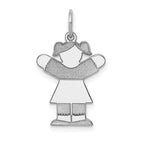 14k White Gold The Kids Small Girl with Ponytails Engravable Love Charm