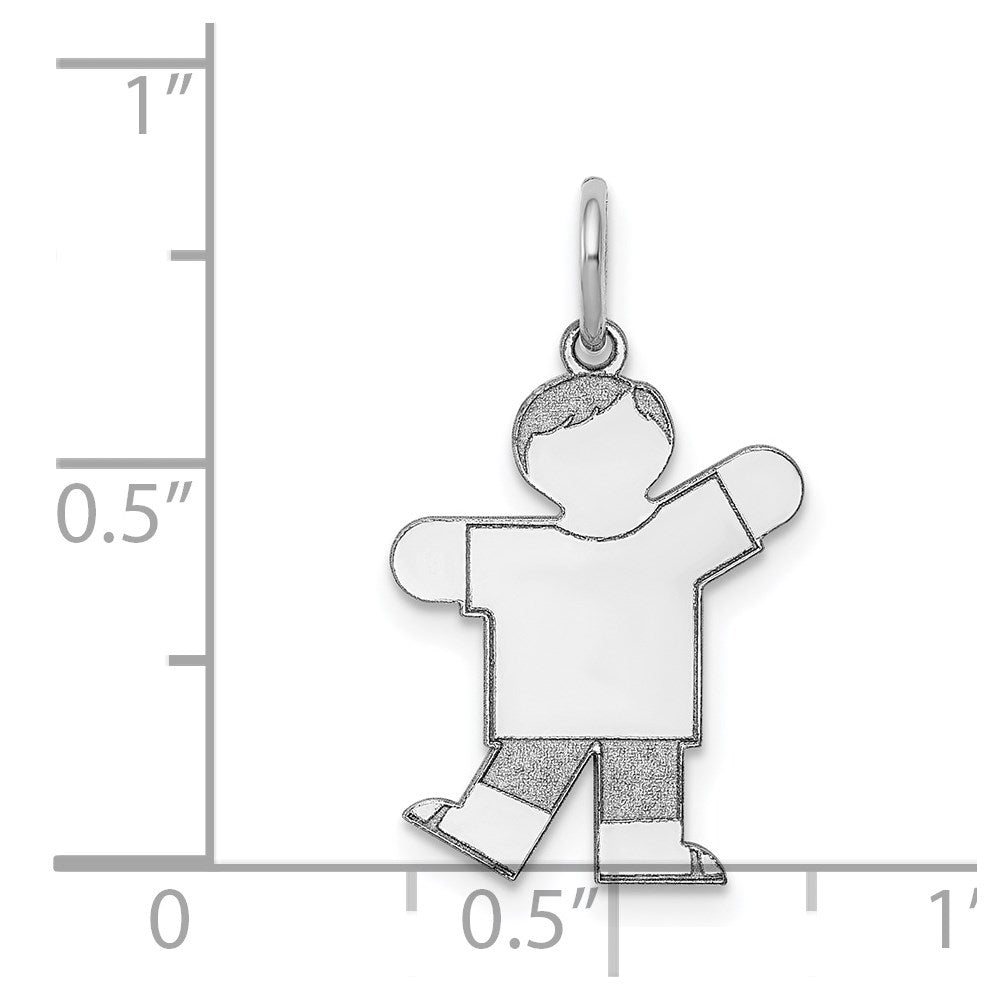 14k White Gold The Kids Small Boy with Haircut Engravable Kiss Charm