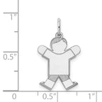 14k White Gold The Kids Small Boy with Haircut Engravable Joy Charm