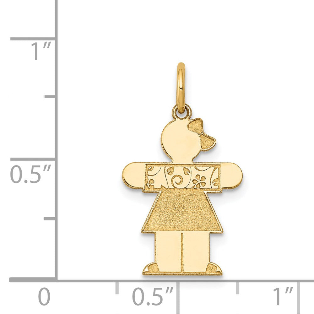 14k The Kids Small Floral Dress Girl Engravable Hugs Charm