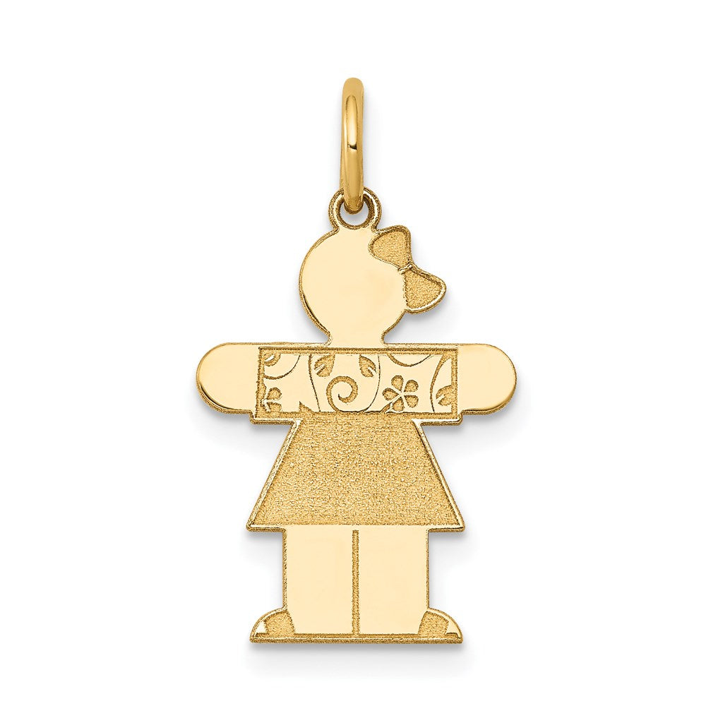 14k The Kids Small Floral Dress Girl Engravable Hugs Charm