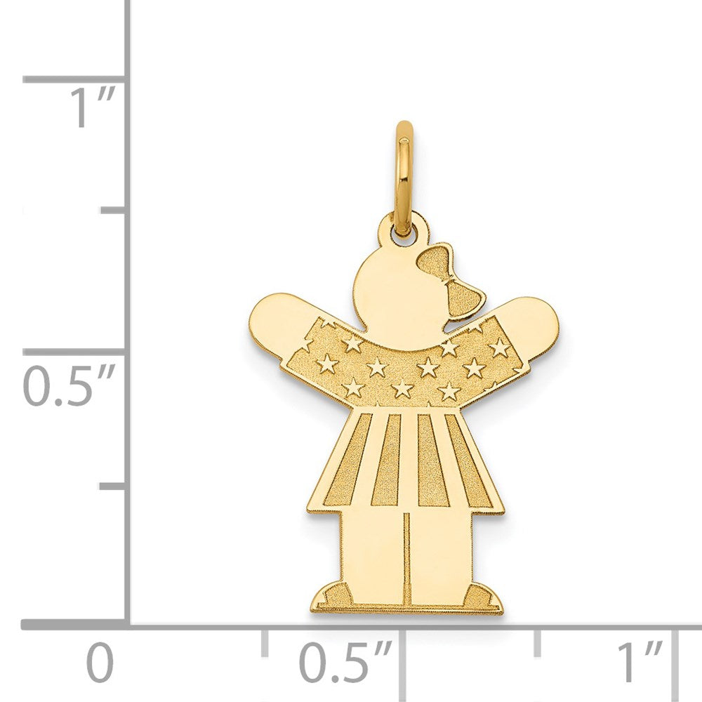 14k The Kids Small Stars and Stripes Girl Engravable Love Charm