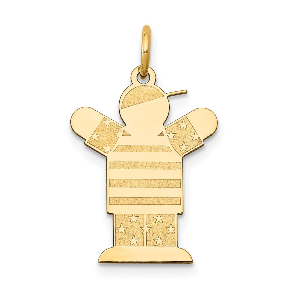 14k The Kids Small Stars and Stripes Boy Engravable Love Charm