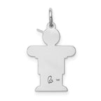 14k White Gold The Kids Small Heart Shirt Boy Engravable Hugs Charm