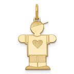 14k The Kids Small Heart Shirt Boy Engravable Hugs Charm