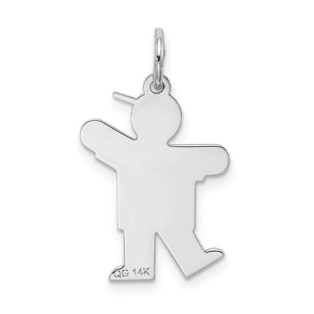 14k White Gold The Kids Small Heart Shirt Boy Engravable Kiss Charm