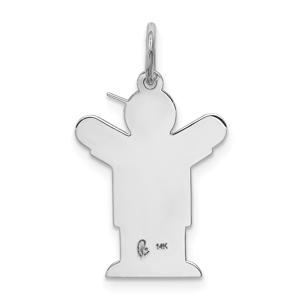 14k White Gold The Kids Small Heart Shirt Boy Engravable Love Charm