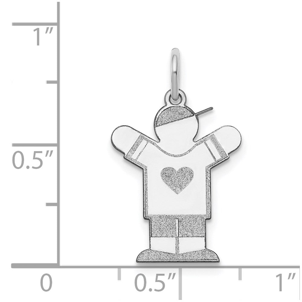 14k White Gold The Kids Small Heart Shirt Boy Engravable Love Charm