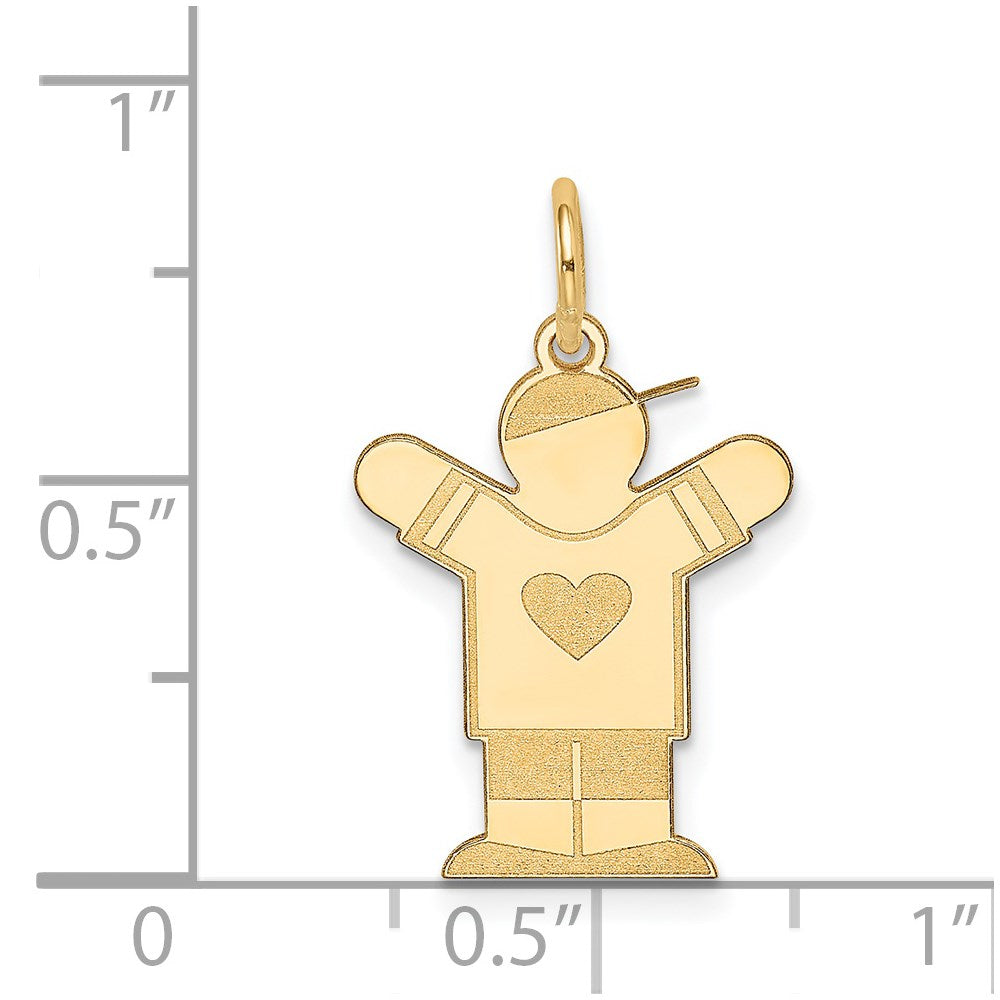 14k The Kids Small Heart Shirt Boy Engravable Love Charm