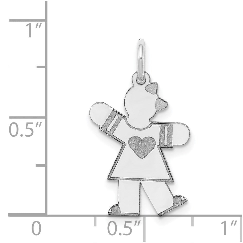14k White Gold The Kids Small Heart Dress Girl Engravable Kiss Charm