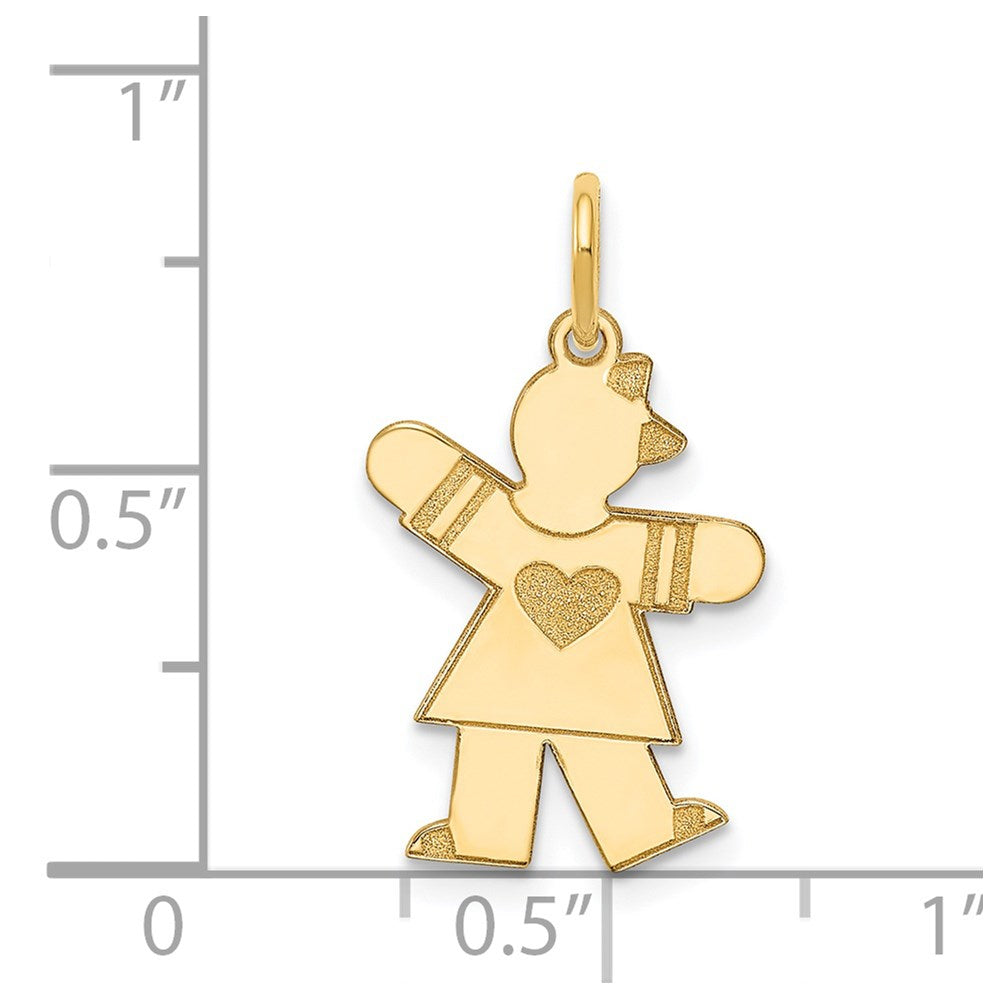 14k The Kids Small Heart Dress Girl Engravable Kiss Charm