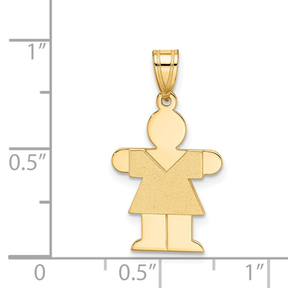 14k The Kids Solid Satin Small Girl Engravable Hugs Charm