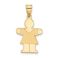 14k The Kids Solid Satin Small Girl Engravable Hugs Charm