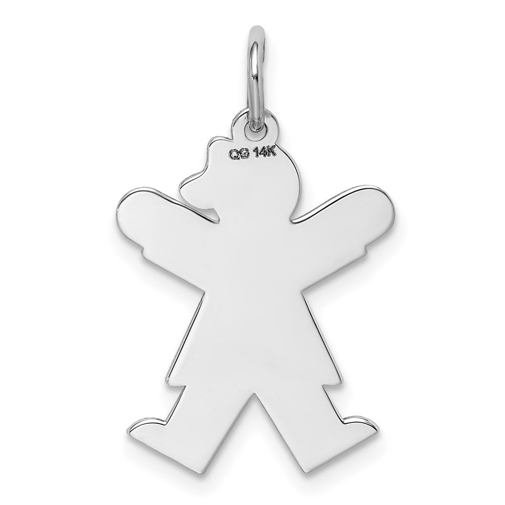 14k White Gold The Kids Small Heart Dress Girl Engravable Joy Charm