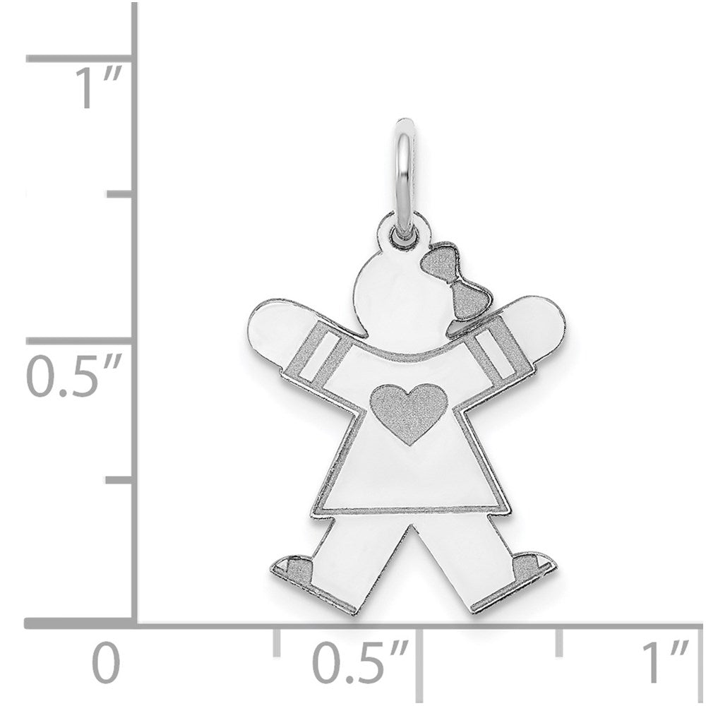 14k White Gold The Kids Small Heart Dress Girl Engravable Joy Charm