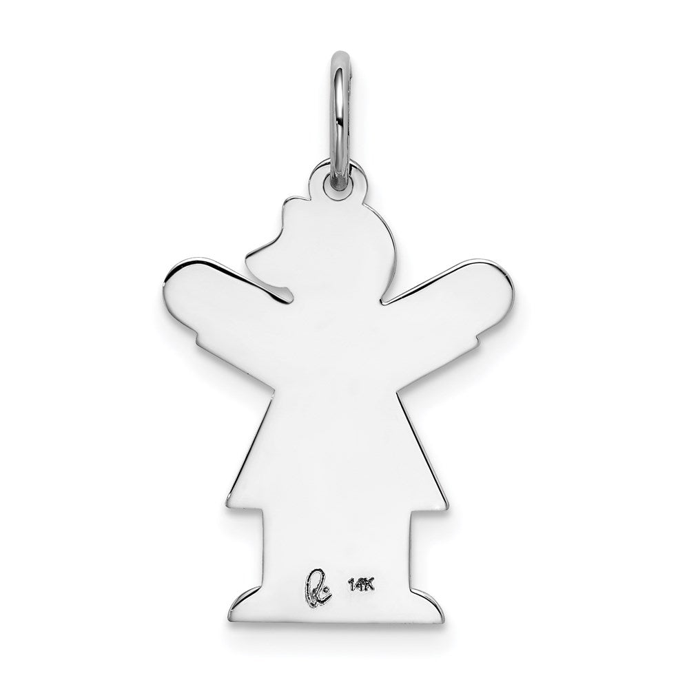 14k White Gold The Kids Small Heart Dress Girl Engravable Love Charm