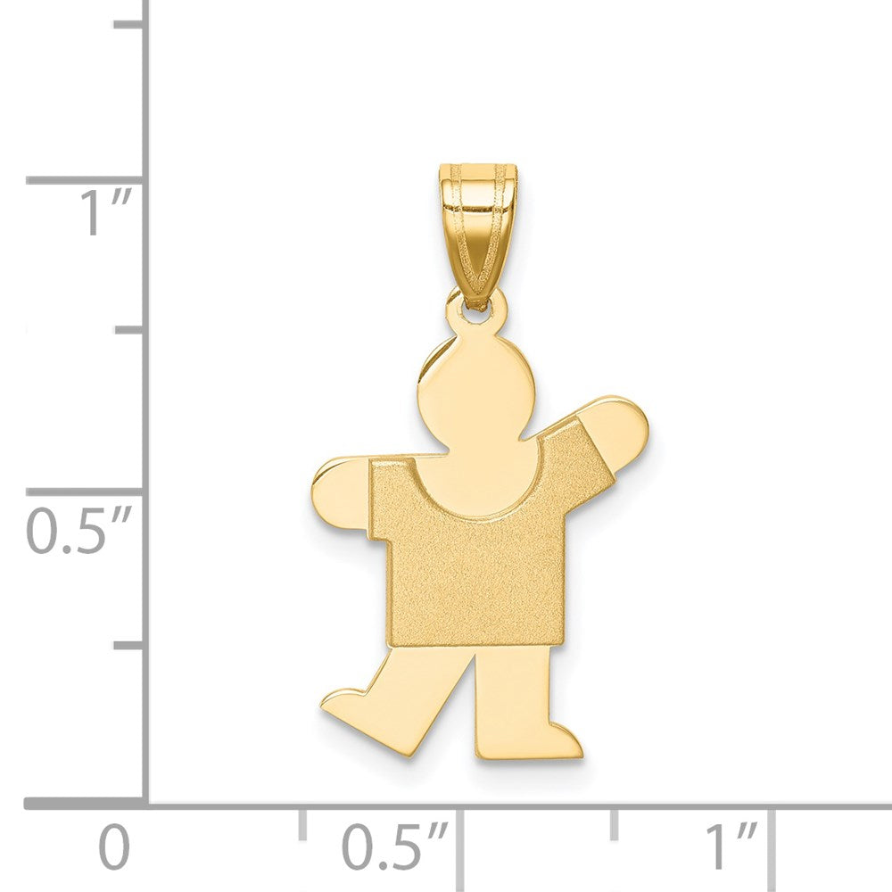 14k The Kids Solid Satin Small Boy Engravable Kiss Charm