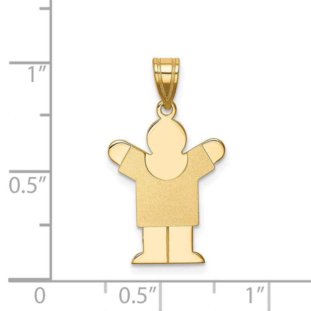 14k The Kids Solid Satin Small Boy Engravable Love Charm
