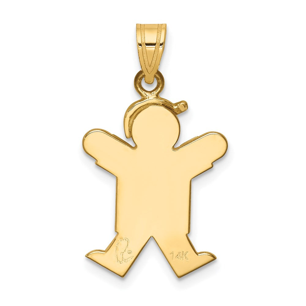 14k The Kids Solid Engravable Small Boy with Hat on Right Joy Charm