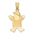 14k The Kids Solid Engravable Small Boy with Hat on Right Joy Charm