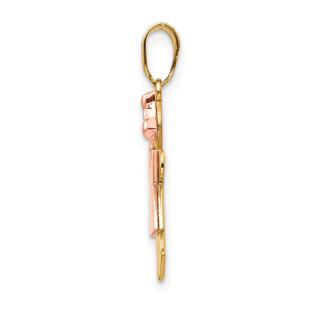 14k Two-tone The Kids Small Girl with Bow on Right Engravable Kiss Charm
