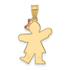 14k Two-tone The Kids Small Girl with Bow on Right Engravable Kiss Charm