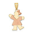 14k Two-tone The Kids Small Girl with Bow on Right Engravable Kiss Charm