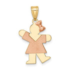 14k Two-tone The Kids Small Girl with Bow on Right Engravable Kiss Charm