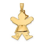 14k The Kids Puffed Girl with Bow on Left Engravable Joy Charm