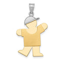 14k Two-tone The Kids Medium Boy with Hat on Left Engravable Kiss Charm