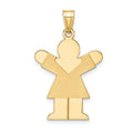 14k The Kids Solid Satin Medium Girl Engravable Love Charm