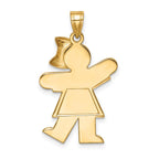 14k Two-tone The Kids Medium Girl with Bow on Right Engravable Kiss Charm