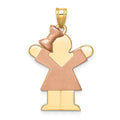 14k Two-tone The Kids Medium Girl with Bow on Left Engravable Love Charm