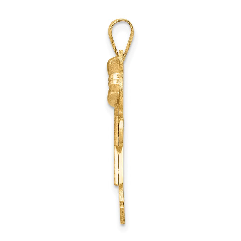 14k Two-tone The Kids Medium Girl with Bow on Right Engravable Kiss Charm