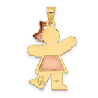 14k Two-tone The Kids Medium Girl with Bow on Right Engravable Kiss Charm
