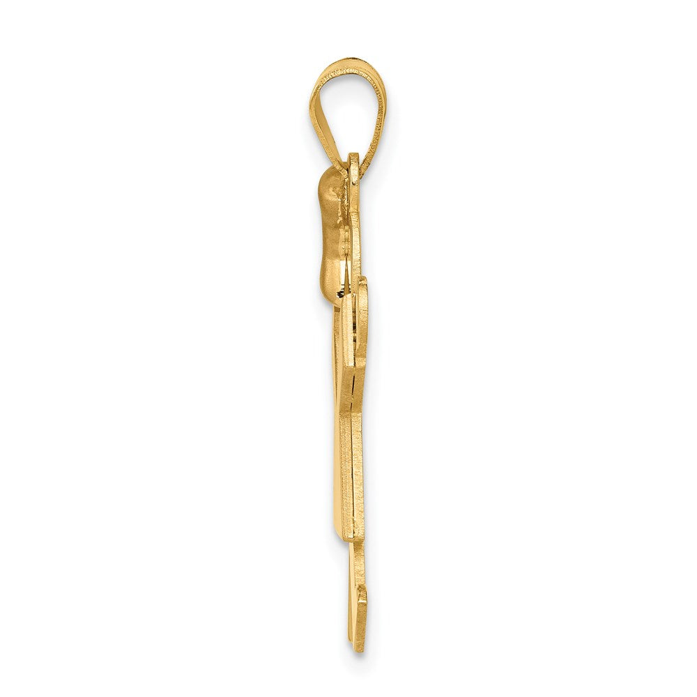14k Two-tone The Kids Medium Girl with Bow on Left Engravable Joy Charm