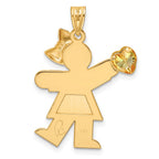 14k The Kids Girl with Yellow CZ November Birthstone Engravable Kiss Charm