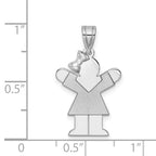 14k White Gold The Kids Small Girl with Bow on Left Engravable Love Charm