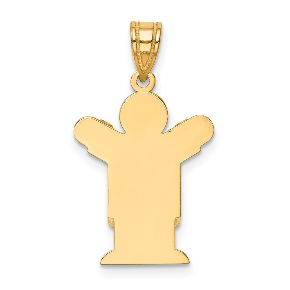 14k The Kids Solid Satin Small Boy in Overalls Engravable Love Charm