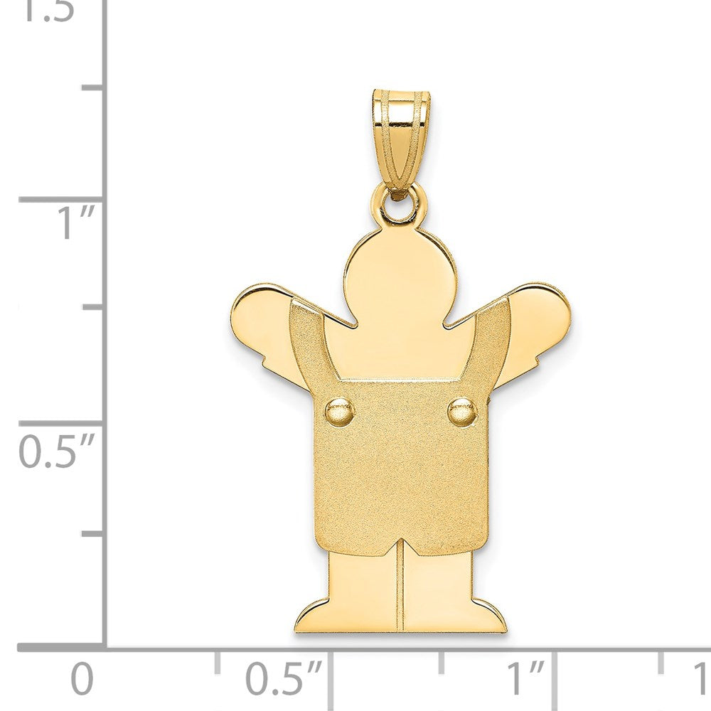 14k The Kids Solid Satin Medium Boy in Overalls Engravable Love Charm