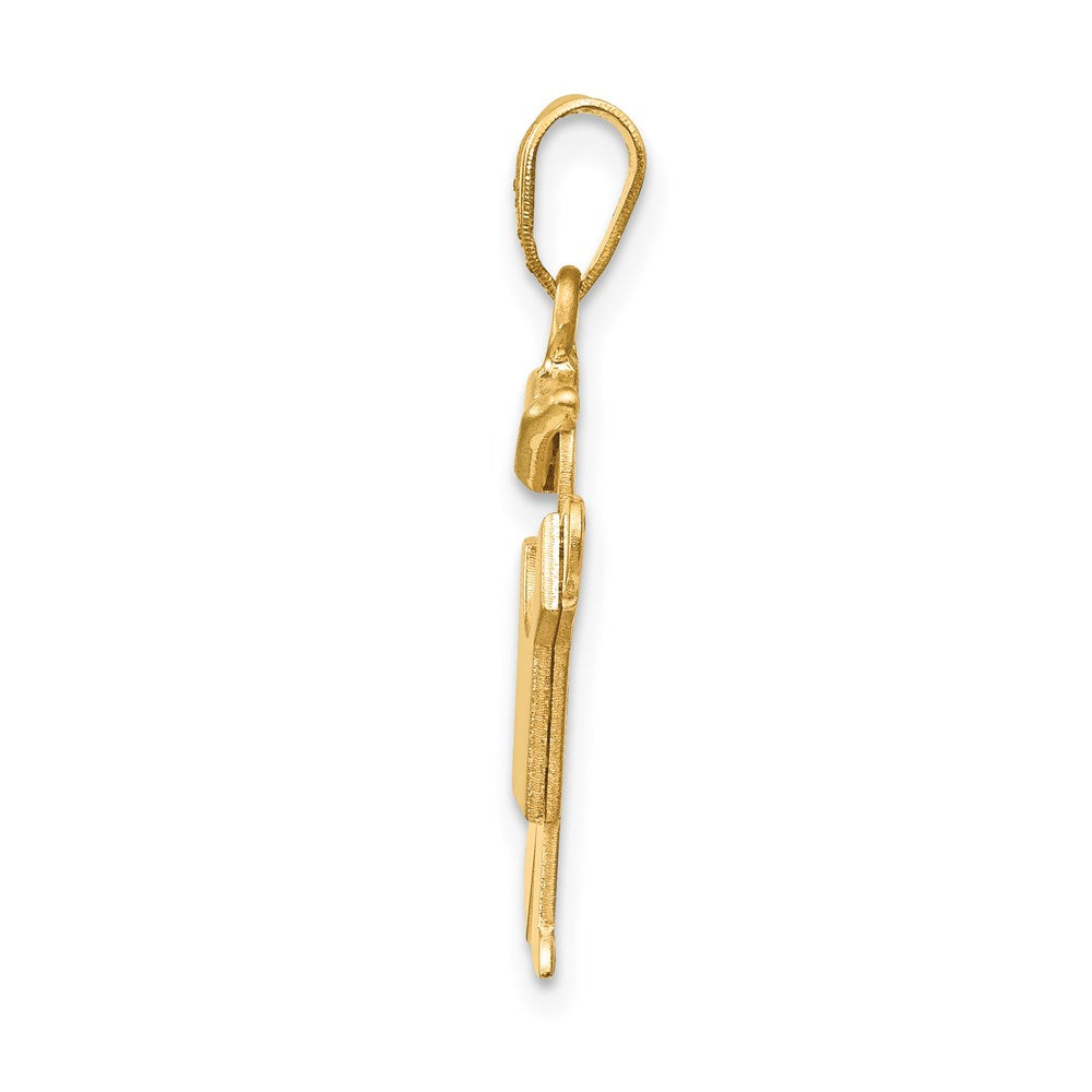 14k The Kids Solid Engravable Small Boy with Hat on Left Kiss Charm