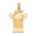 14k The Kids Solid Engravable Medium Boy in Overalls with Hat on Left Love Charm