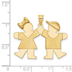 14k The Kids Solid Engravable Medium Girl on Left and Boy on Right Kiss Charm