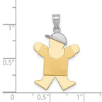 14k Two-tone The Kids Medium Boy with Hat on Right Engravable Joy Charm