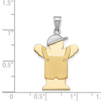 14k Two-tone The Kids Medium Boy in Overalls with Hat on Left Engravable Love Charm
