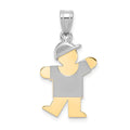 14k Two-tone The Kids Small Boy with Hat on Left Engravable Kiss Charm